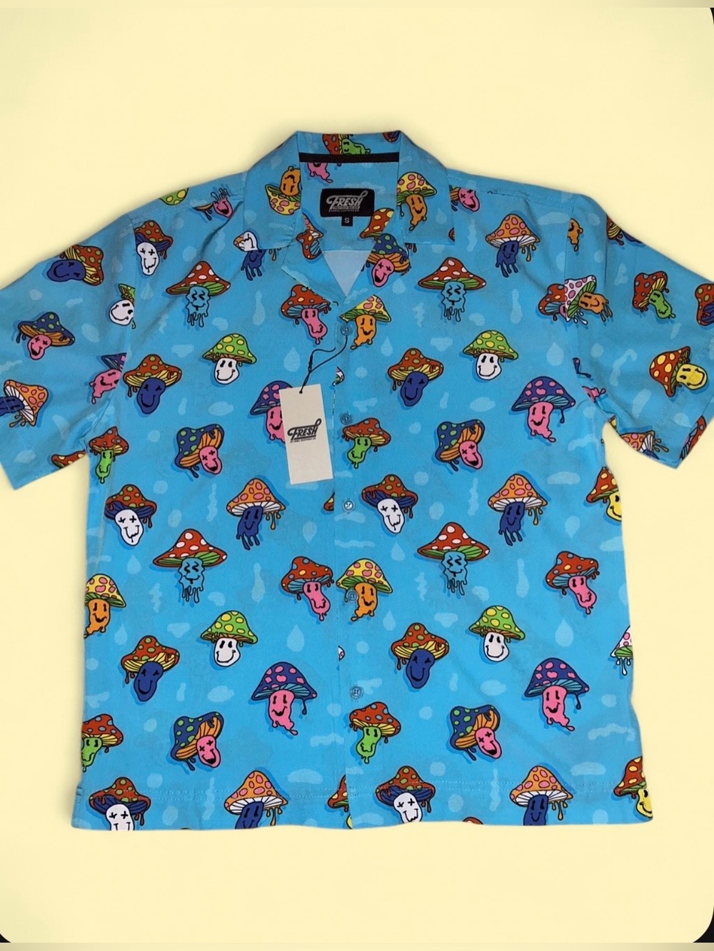 Fresh Prints NWT Mushroom Graphic Button Up Shirt 🍄🌈